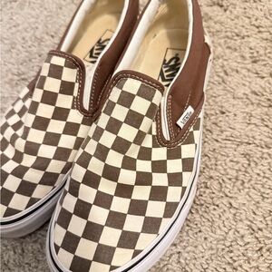 Vans Low-Profile Slip-On Sneakers in Cream and Brown